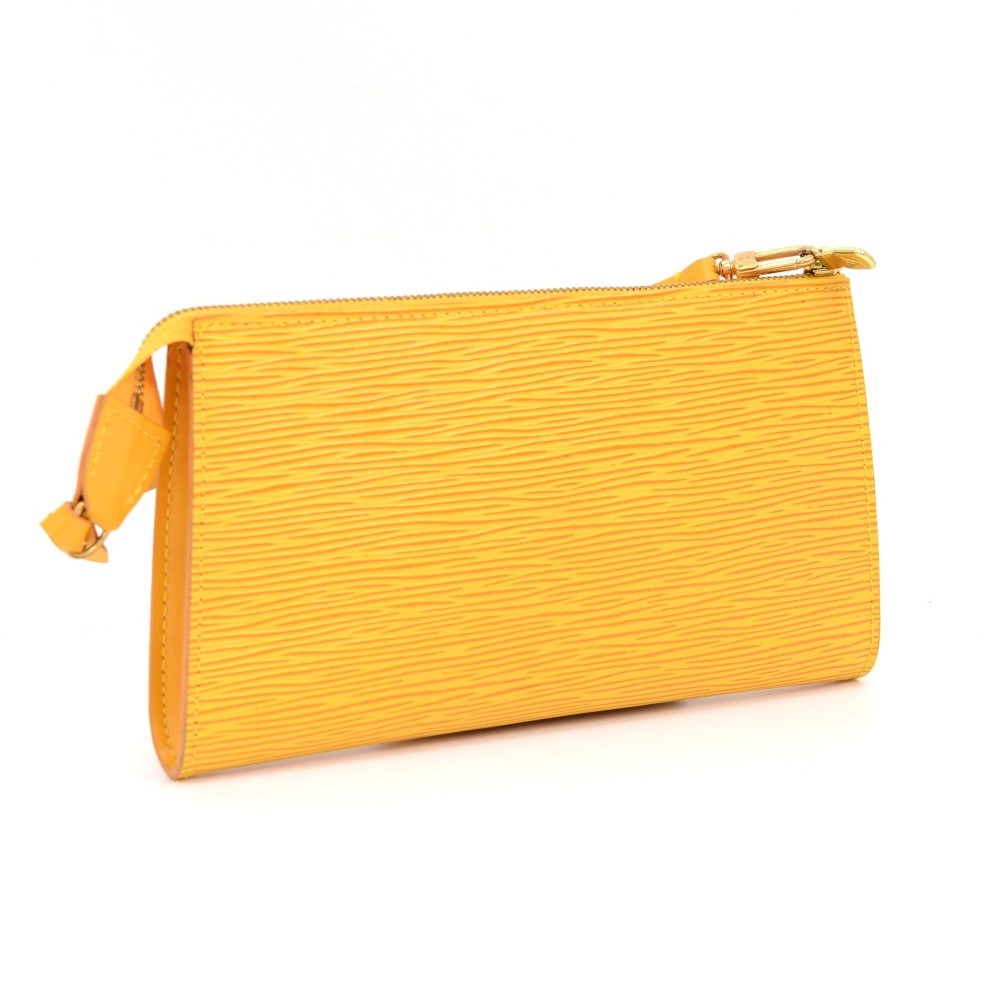 Authentic Louis Vuitton Yellow Epi Leather Pochette Clutch Bag