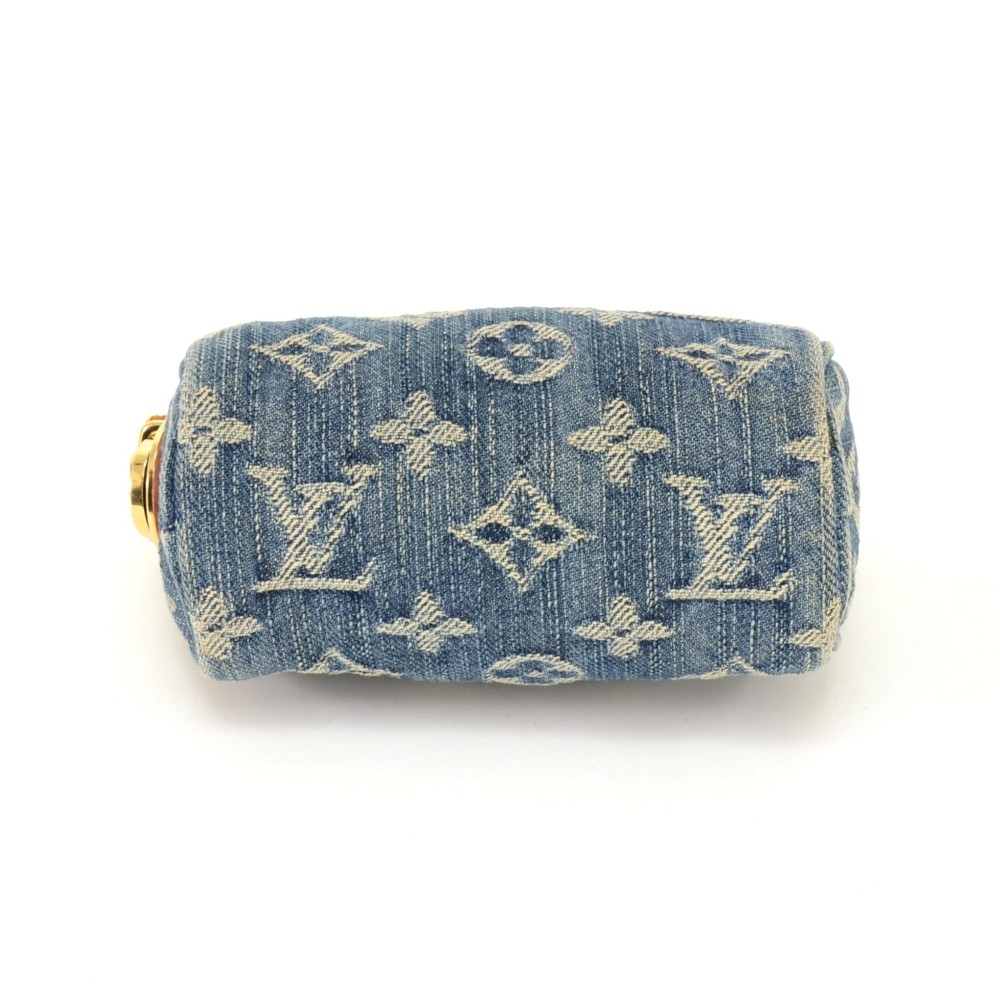 Louis Vuitton Authentic Monogram MINI blue Key Chain Coin Purse