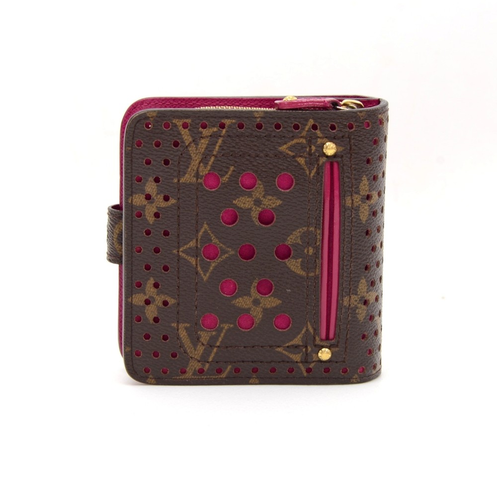 Pink Monogram Canvas Perforated Zippy Compact