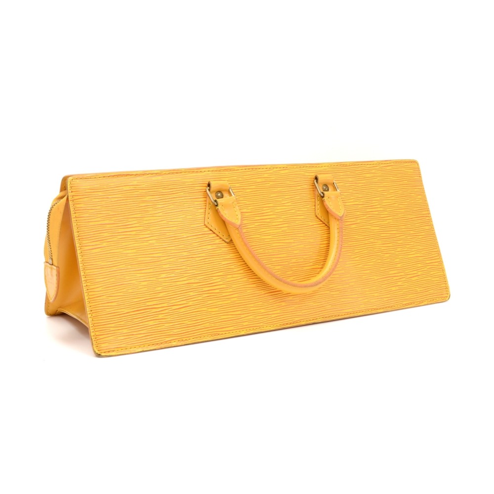 LOUIS VUITTON Logo Sac Plat Hand Bag Epi Leather Yellow France M52079  62YB925