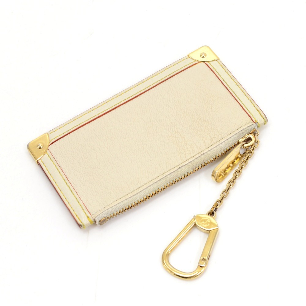 Leather key ring Louis Vuitton White in Leather - 31491338