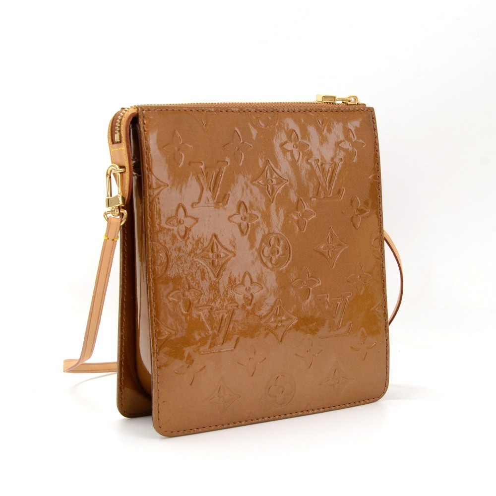 Louis+Vuitton+Mott+Shoulder+Bag+Bronze+Leather+Monogram+Vernis for sale  online