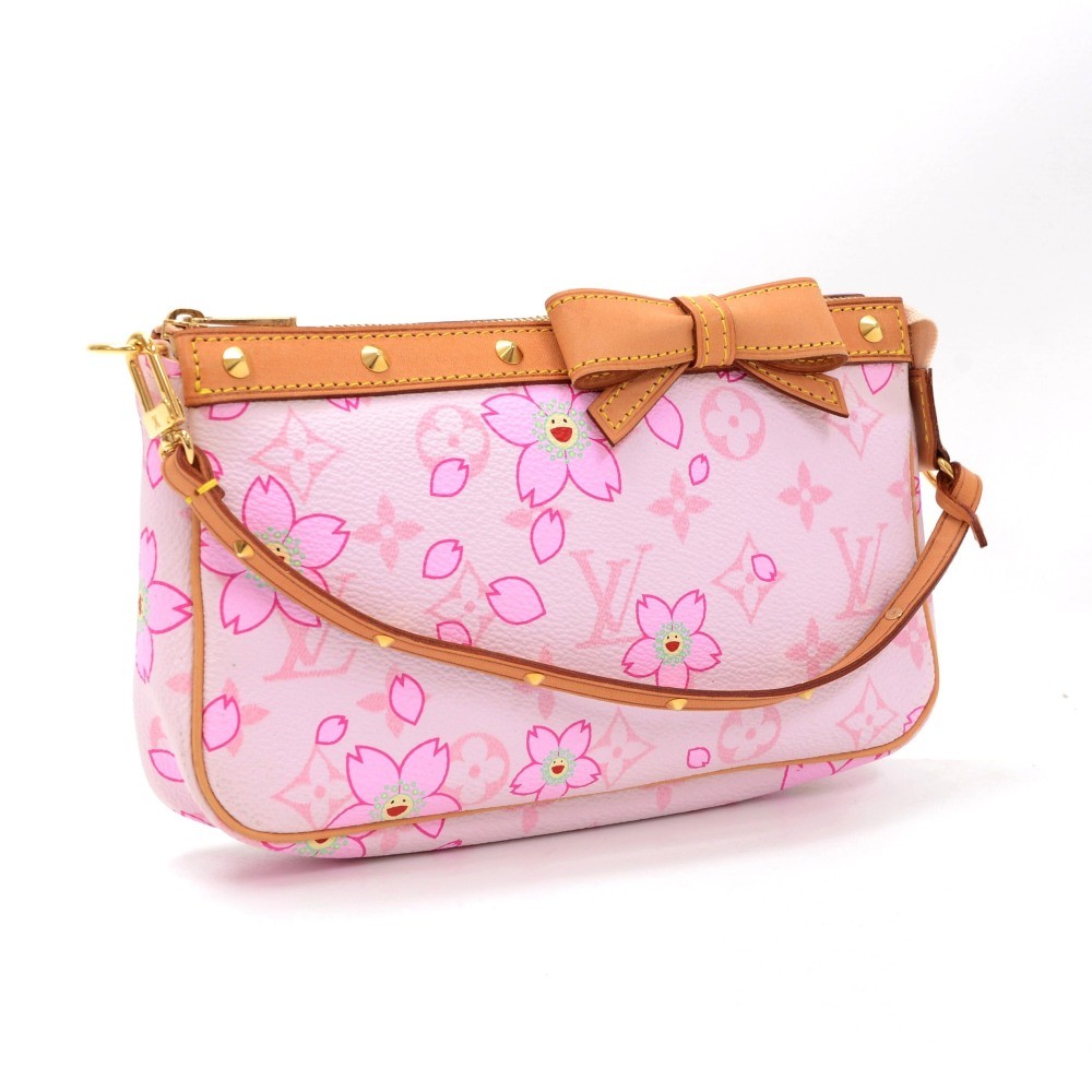 Louis Vuitton Pink Cherry Blossom Monogram Canvas Accessories Pochette Bag  - Yoogi's Closet
