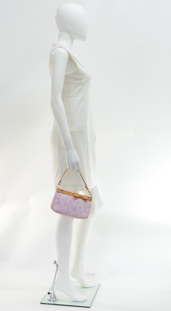 Louis Vuitton Monogram Cherry Blossom Pochette Accessories Pink White  Leather Cloth Cloth ref.83054