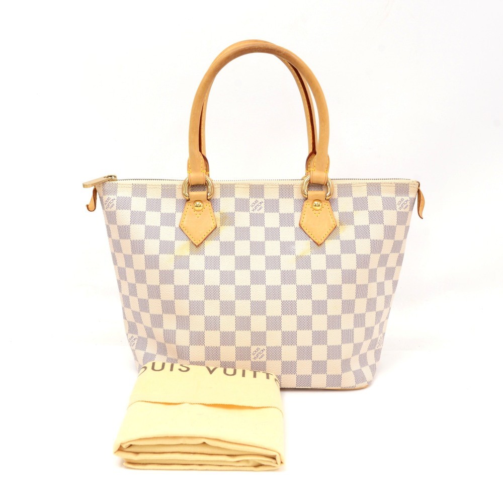 White Louis Vuitton Damier Azur Saleya PM Handbag