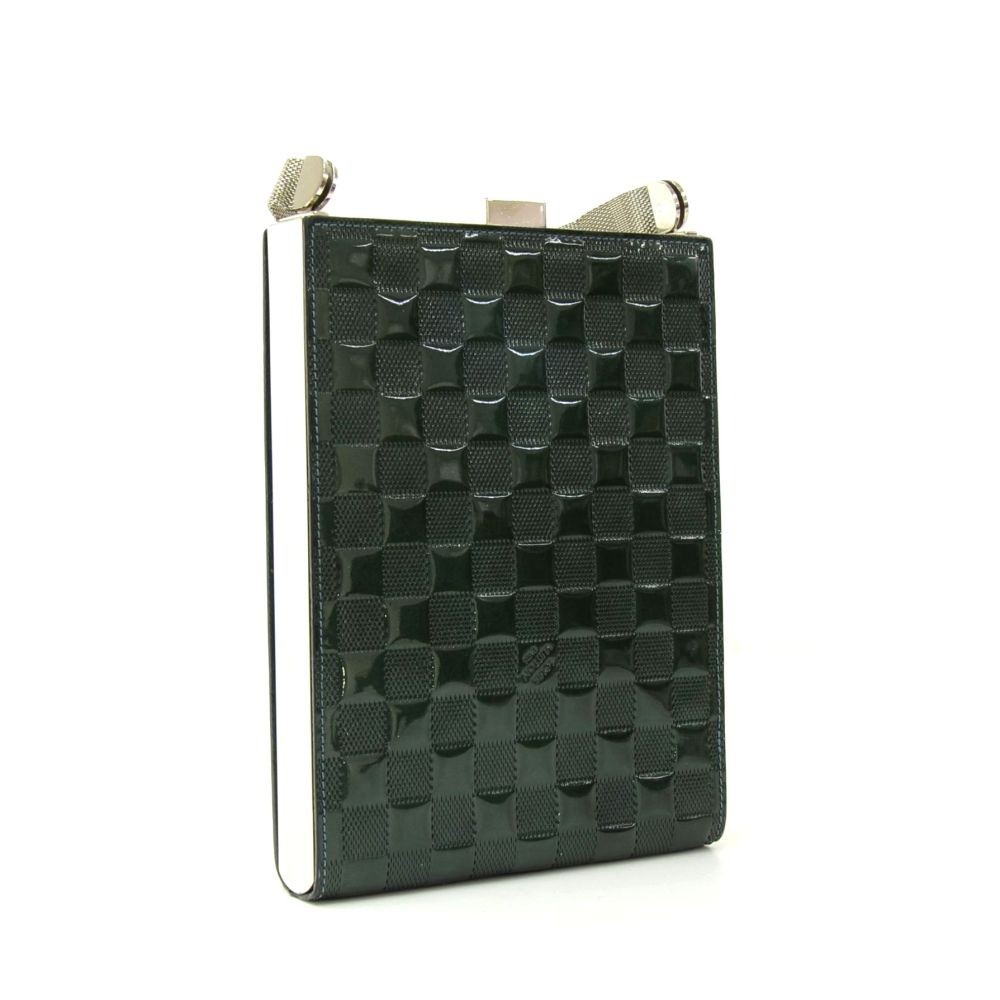 Louis vuitton ange gm deep green damier vernis leather evening bag deals