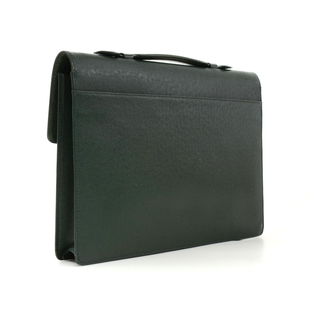 Louis Vuitton Serviette Kourad Briefcase Taiga green Handbag Used (605