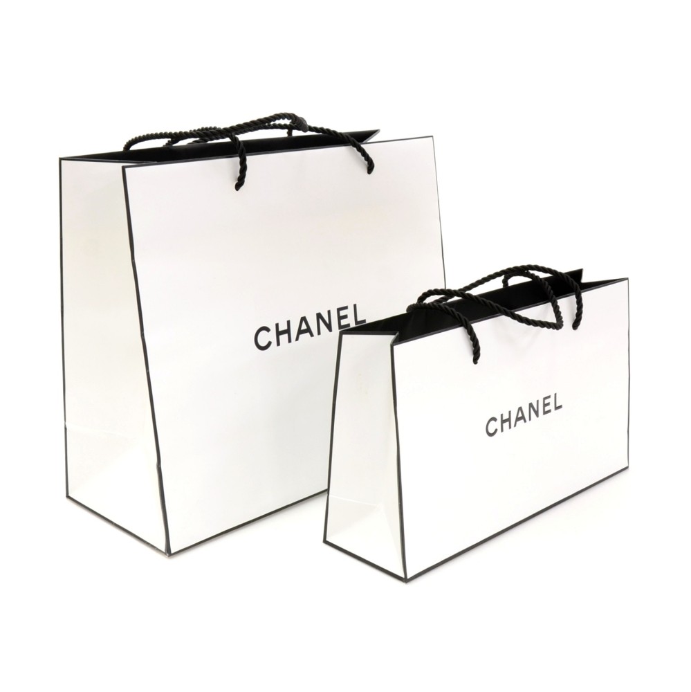 chanel white paper bags
