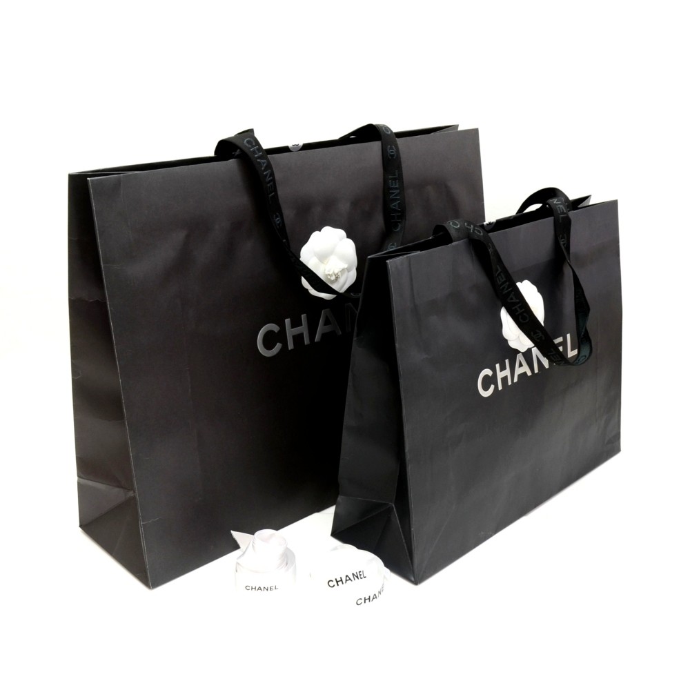 Chanel Chanel Black Large Shopping Bag Set of 2 + Camellia Charm