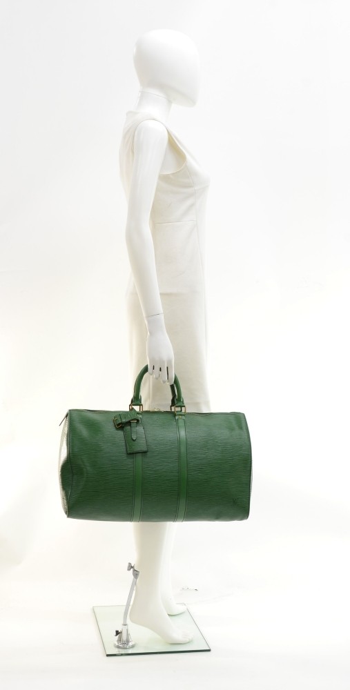 Vintage Louis Vuitton Keepall 45 Green Epi Leather Duffle Travel Bag For  Sale at 1stDibs