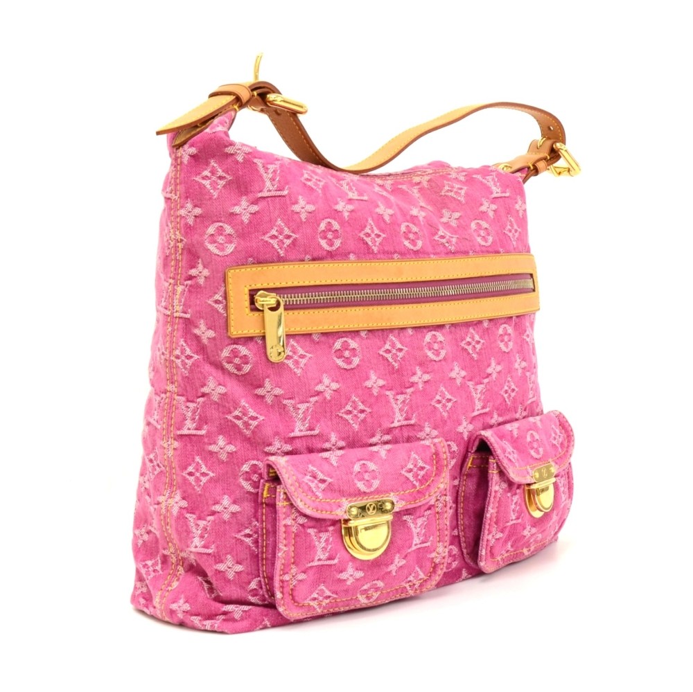 LOUIS VUITTON Denim Baggy PM Fuchsia 63950