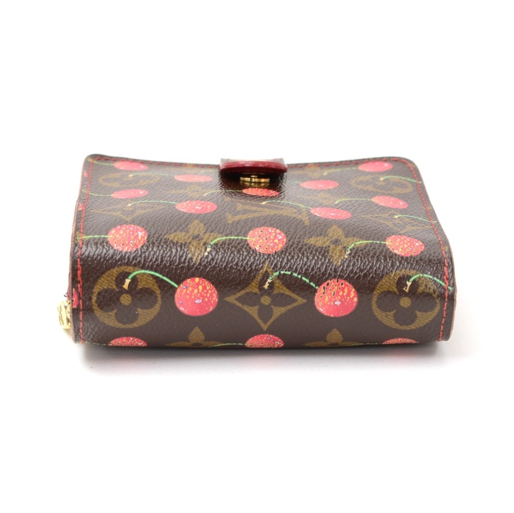 Pre-owned Louis Vuitton 2005 Cherry-print Coin Purse In Brown