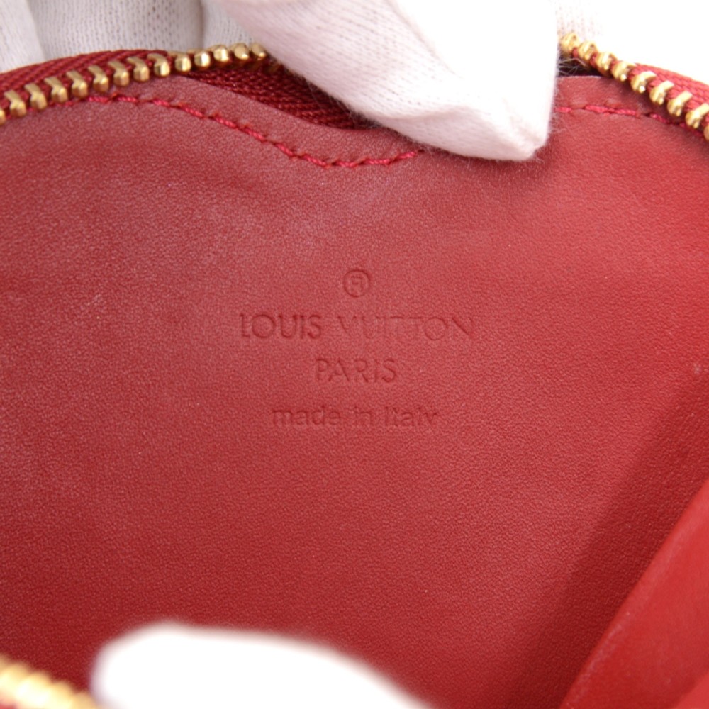 Louis Vuitton Coin Case Verni Porto Monecour Pom Damour Heart Charm W/Box