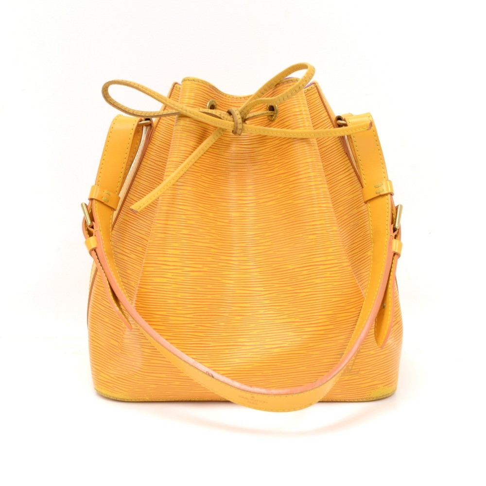 Louis Vuitton Epi Shoulder Bag Purse Petit Noe Yellow Leather Seial# AR0946