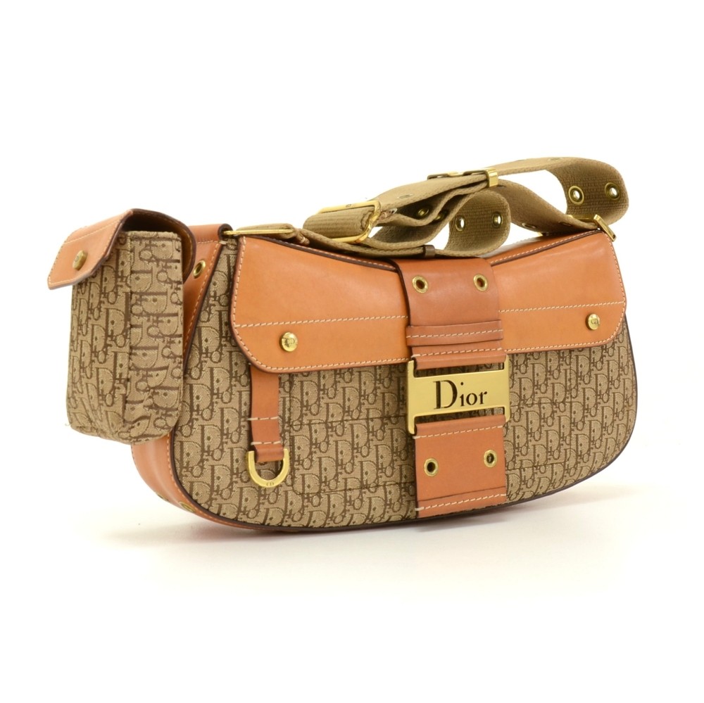 Christian Dior Brown Monogrammed Street Chic Bag with Tan Leather Tr –  Pechuga Vintage