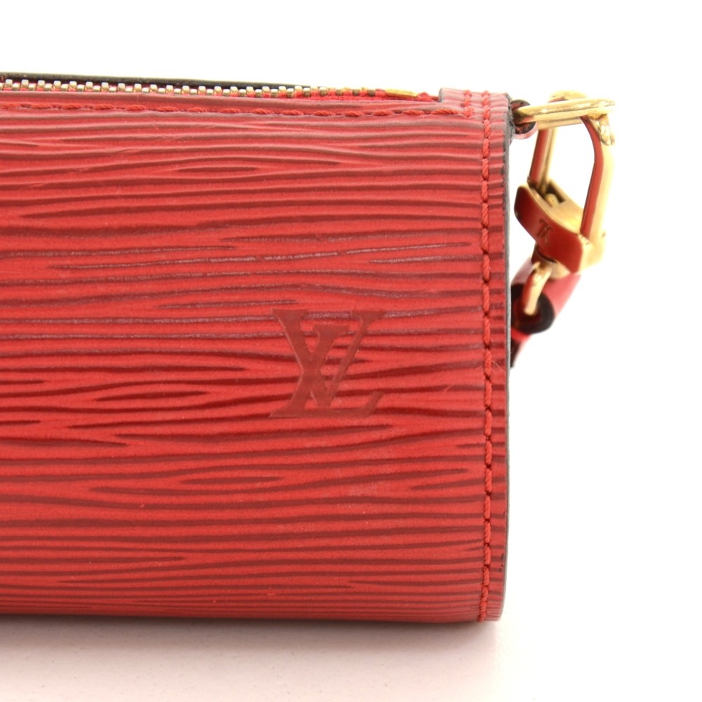 Preloved Louis Vuitton Red Epi Papillon Mini Pouch Bag MI0967
