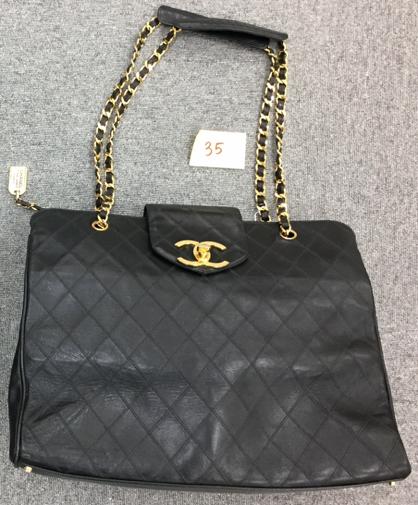 Chanel 35 Chanel Supermodel Black Leather XL Shoulder Tote Bag