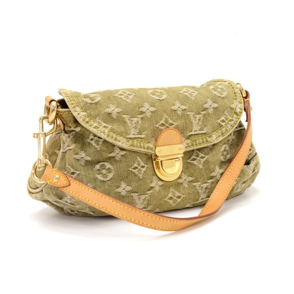 Pleaty handbag Louis Vuitton Green in Denim - Jeans - 27310937