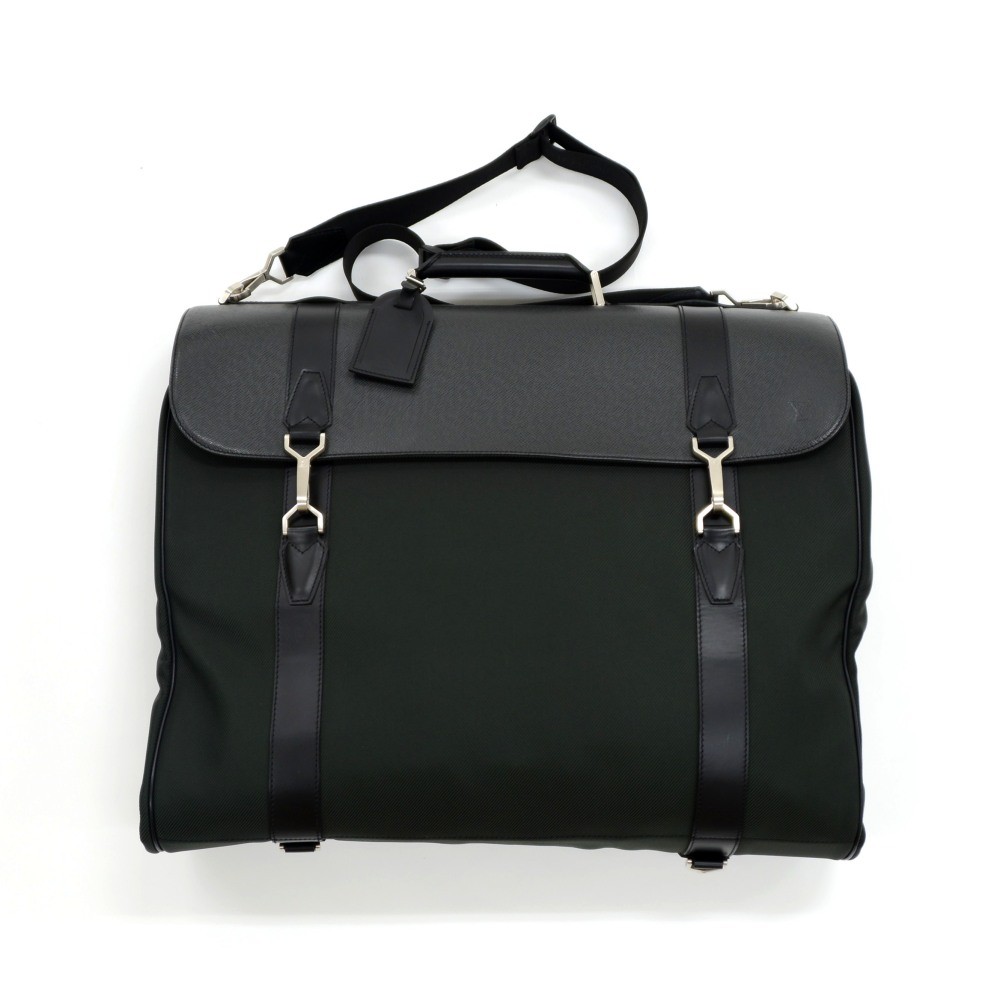 Louis Vuitton Noir/Vert Taiga Portable Gibeciere Garment Travel Bag GM