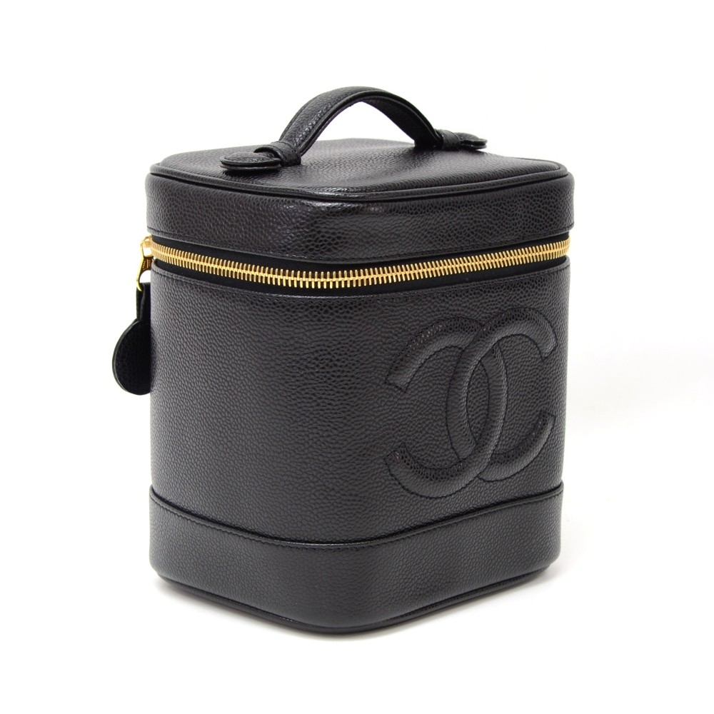 Chanel Chanel Vanity Black Caviar Leather Cosmetic Hand Bag