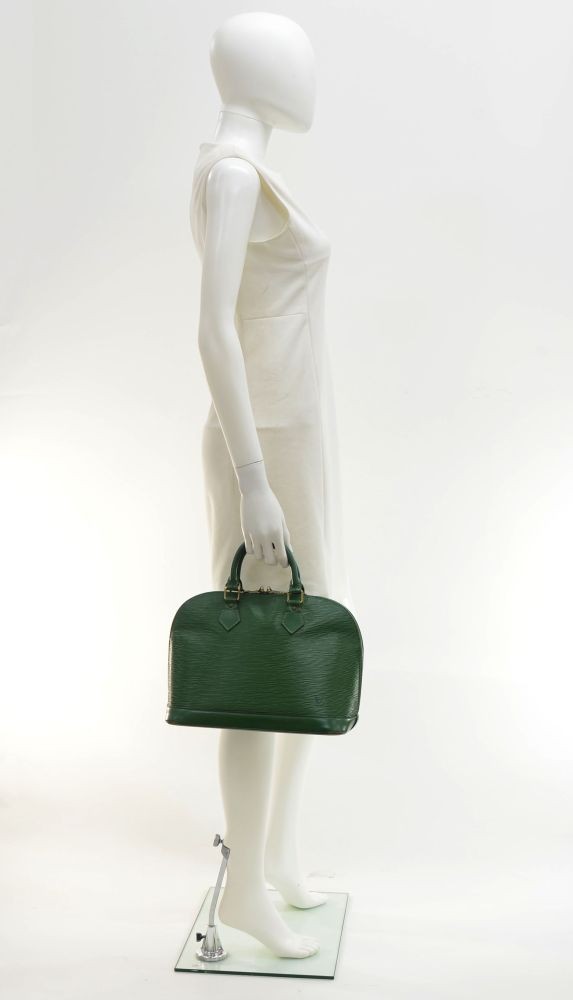Louis Vuitton Louis Vuitton Alma Green Epi Leather Hand Bag + Strap
