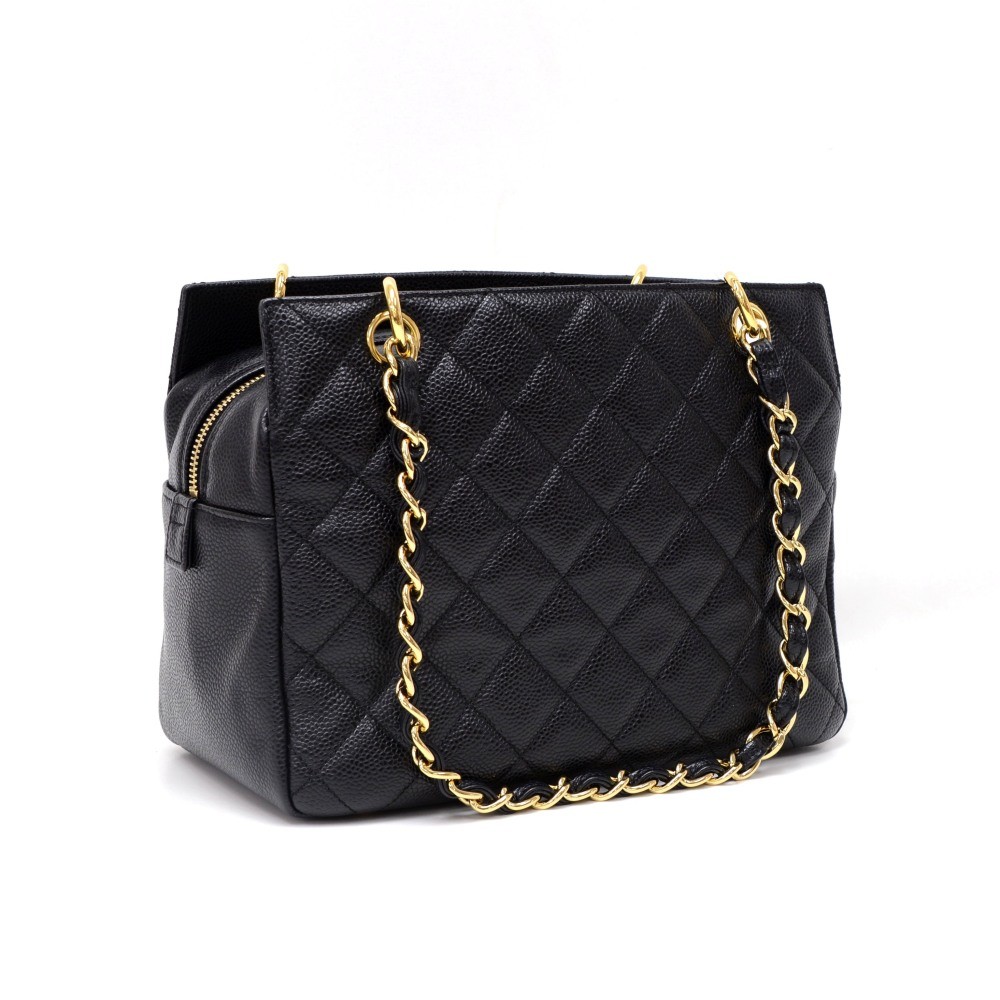 Chanel Black Quilted Leather Petite Timeless Shopping Tote Chanel