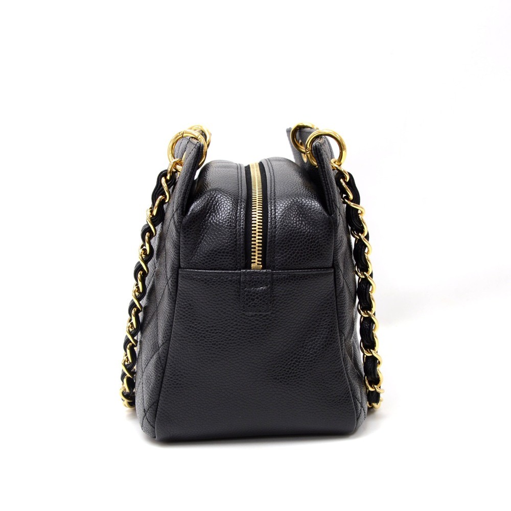 Petite Timeless tote in Black Caviar with GHW