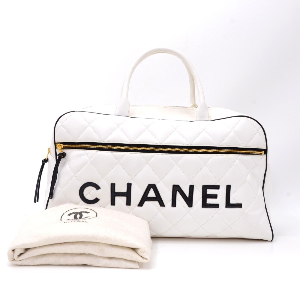 Chanel Cambon Lambskin CC Black and White Boston Bag – I MISS YOU VINTAGE