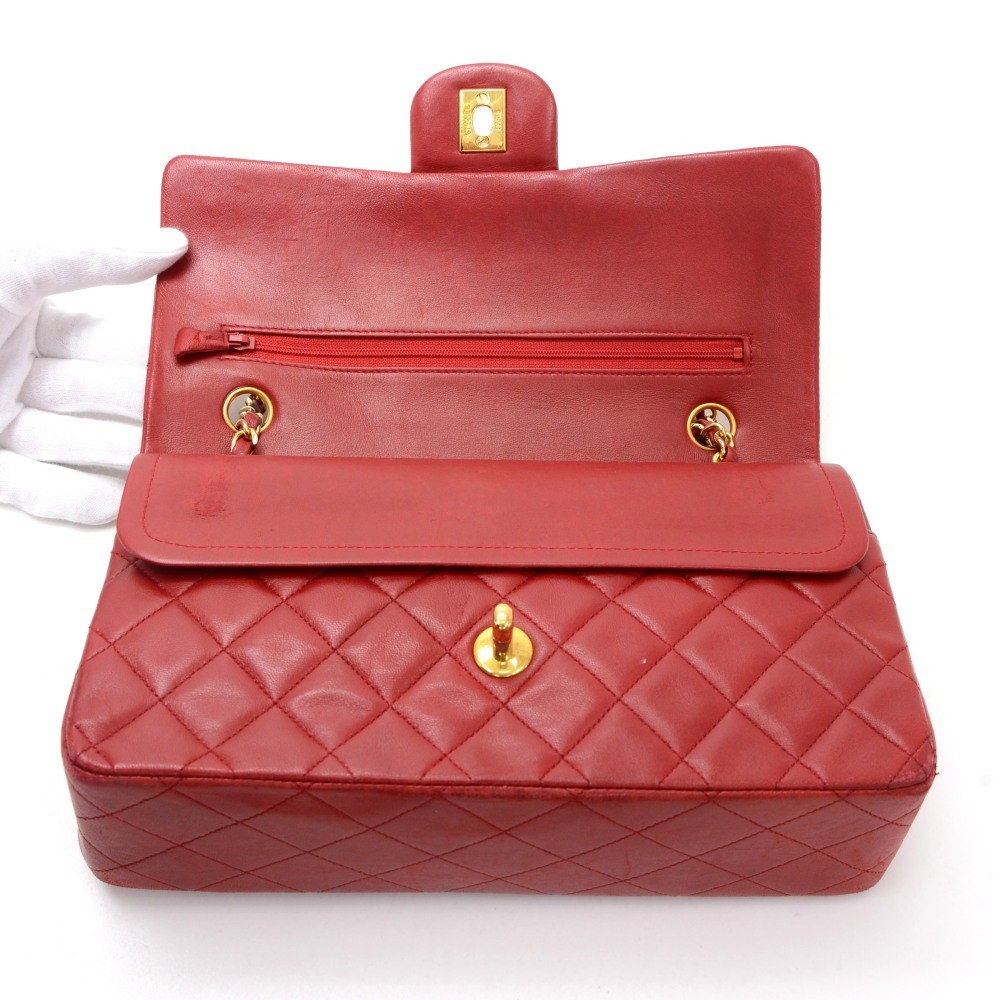 Chanel Vintage Chanel 2.55 10 Double Flap Red Quilted Leather
