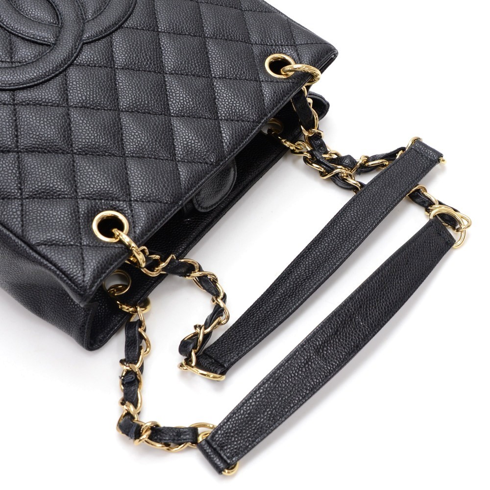 CHANEL Caviar Quilted Petit Shopping Tote PST Black 1251914