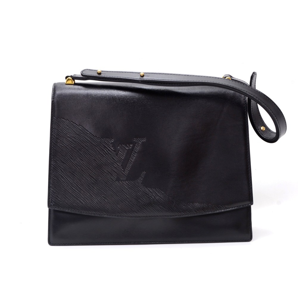 Louis Vuitton Vintage Louis Vuitton Black Leather Signature Shoulder