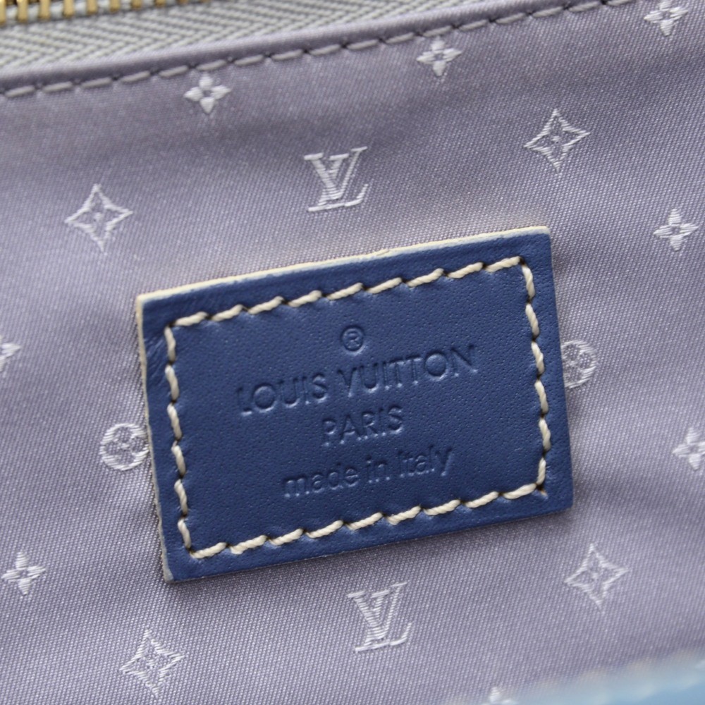 Louis Vuitton Navy Blue Grained Leather Silver Hardware Zip Top Two Ha —  Labels Resale Boutique