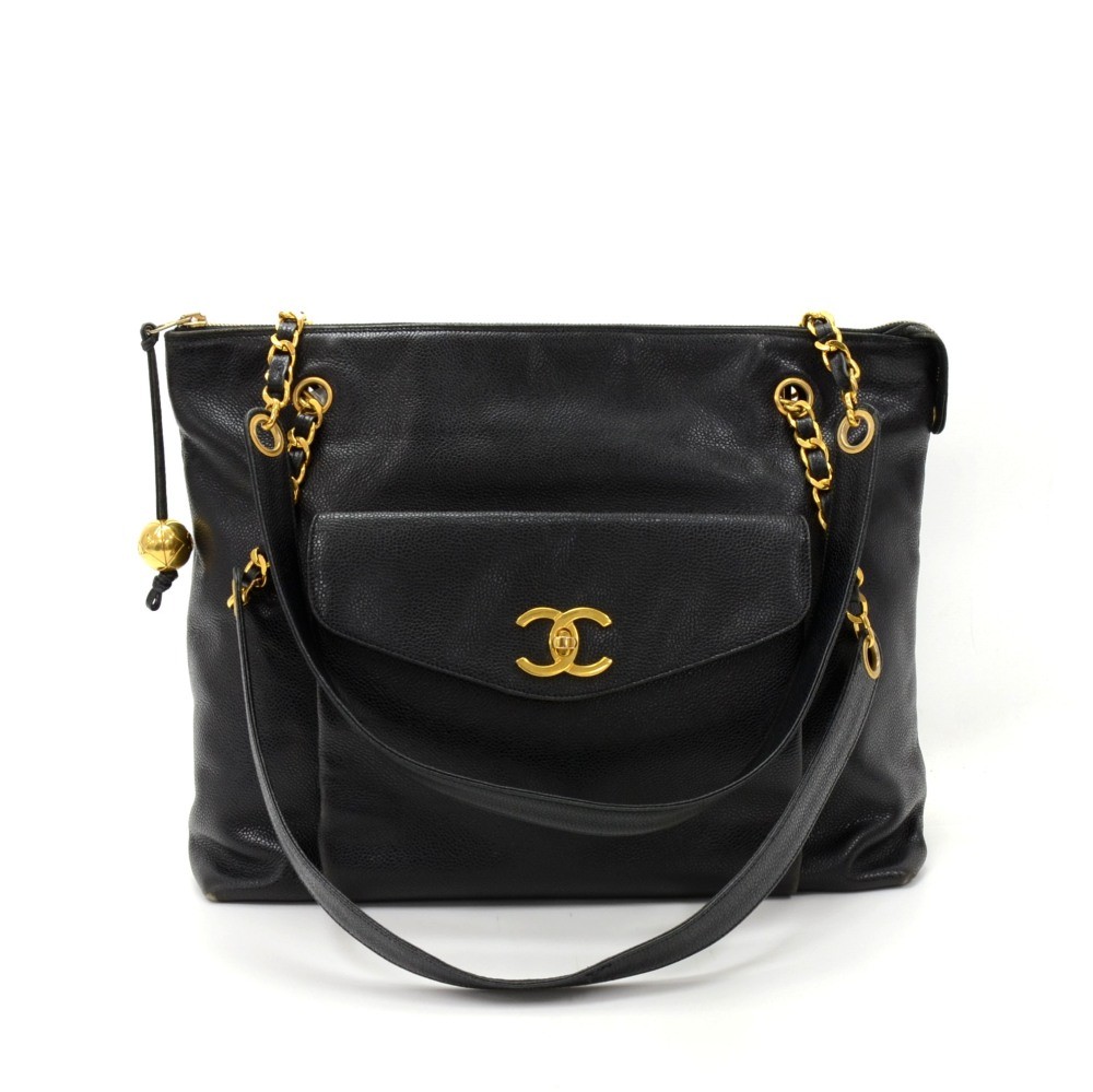 Heritage Vintage: Chanel Black Caviar Leather Bag with Wood Top