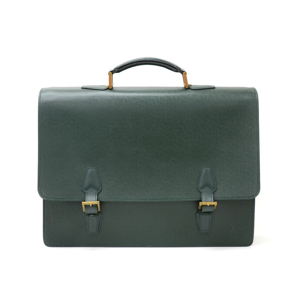 LOUIS VUITTON Green Taiga Leather Serviette Laguito Briefcase. - Bukowskis