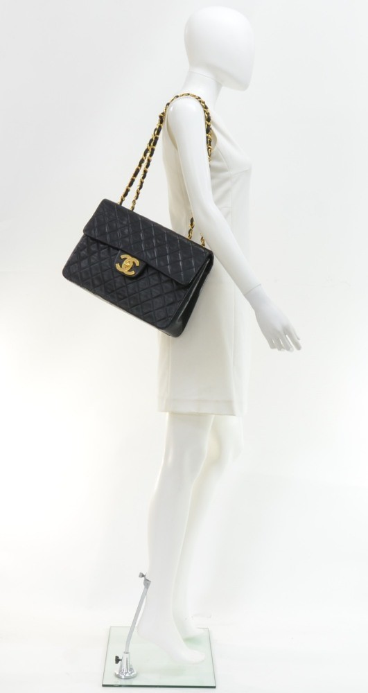 CHANEL Black Quilted Lambskin Maxi Jumbo XL Classic Single Flap Bag For  Sale at 1stDibs