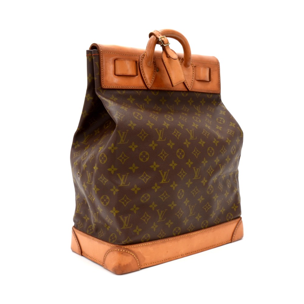 Louis Vuitton Steamer Bag travel bag in brown monogram canvas and natural  leather, Cra-wallonieShops