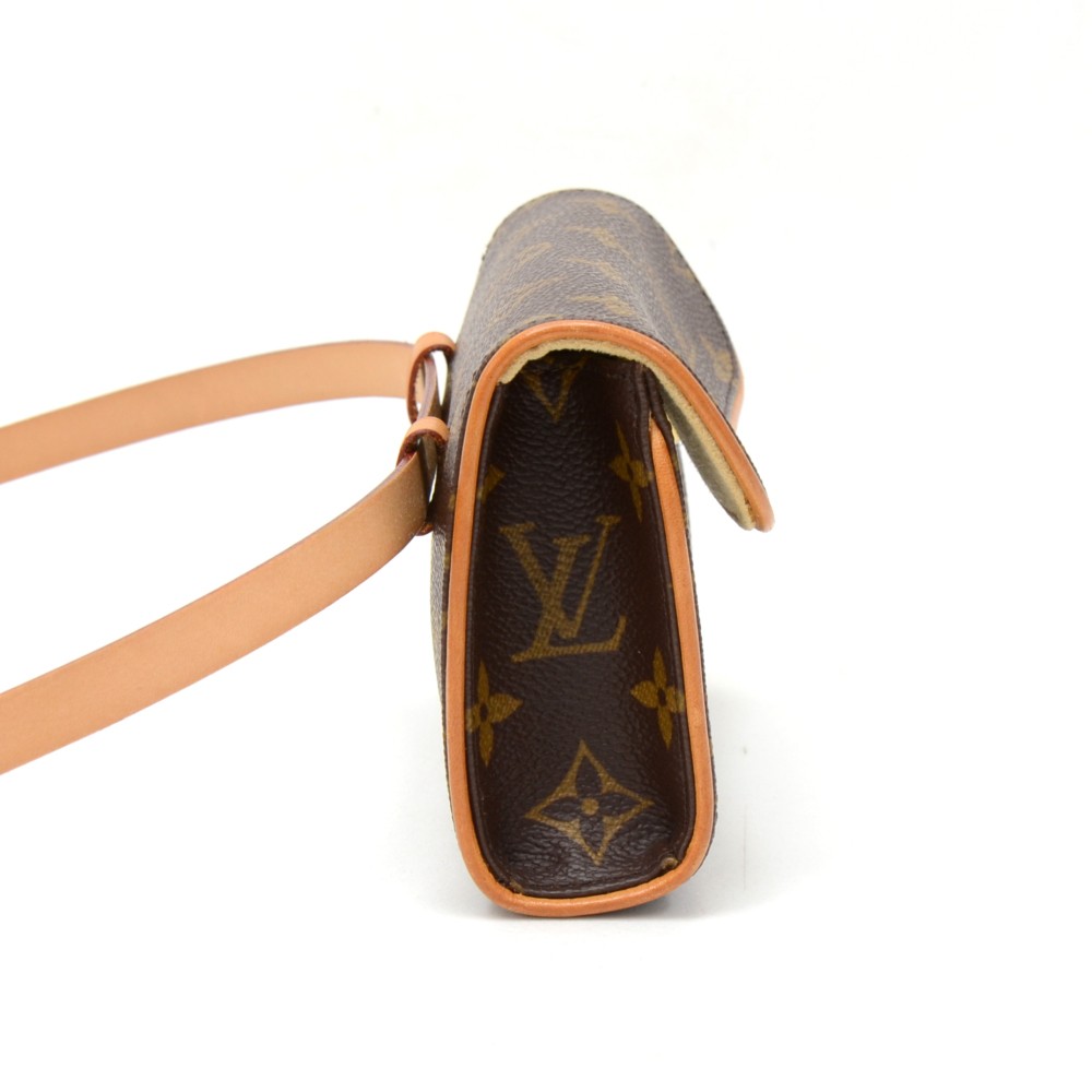 Louis Vuitton Monogram Pochette Florentine Leather Suede Brown Waist bag  588