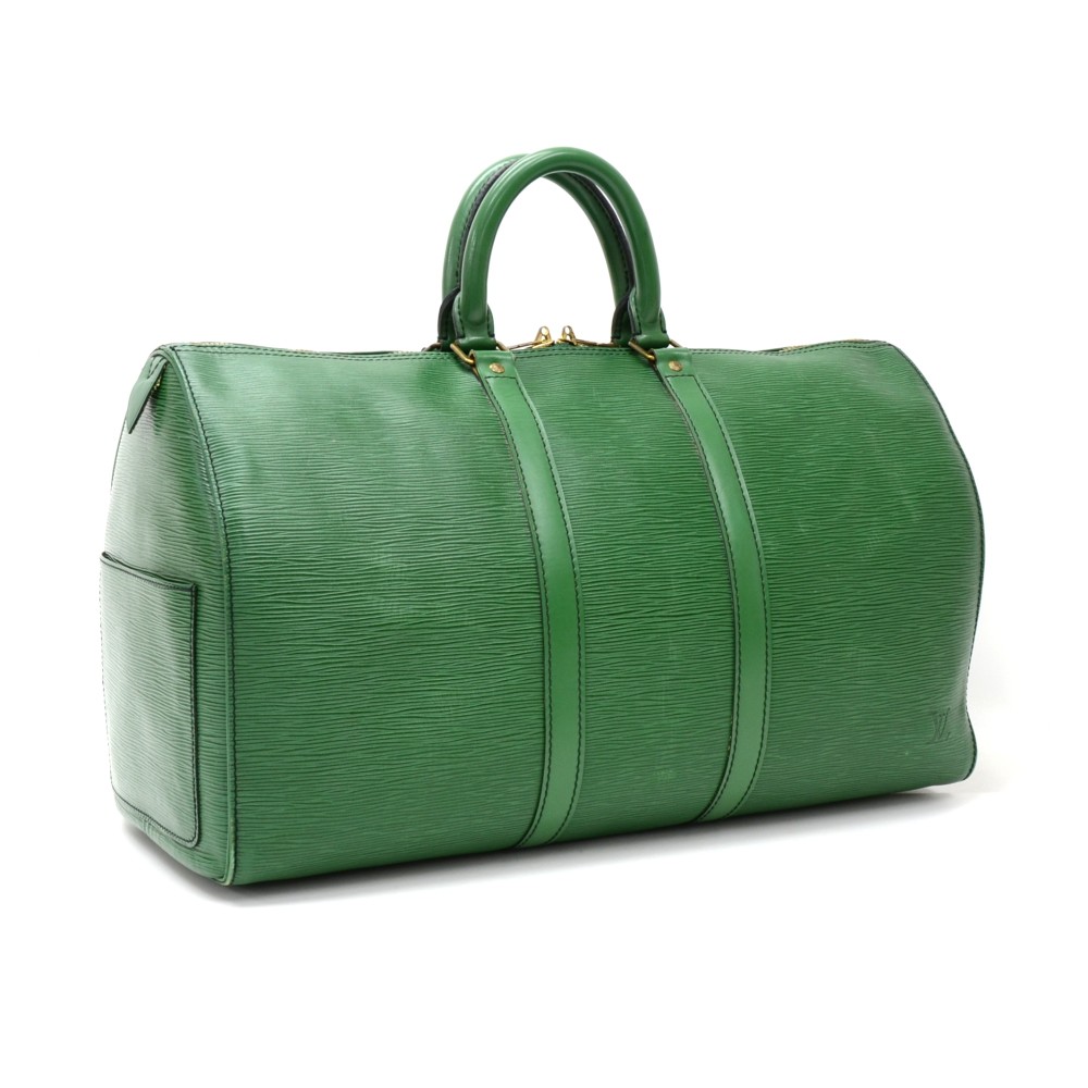 Vintage Louis Vuitton Keepall 45 Green Epi Leather Duffle Travel Bag For  Sale at 1stDibs