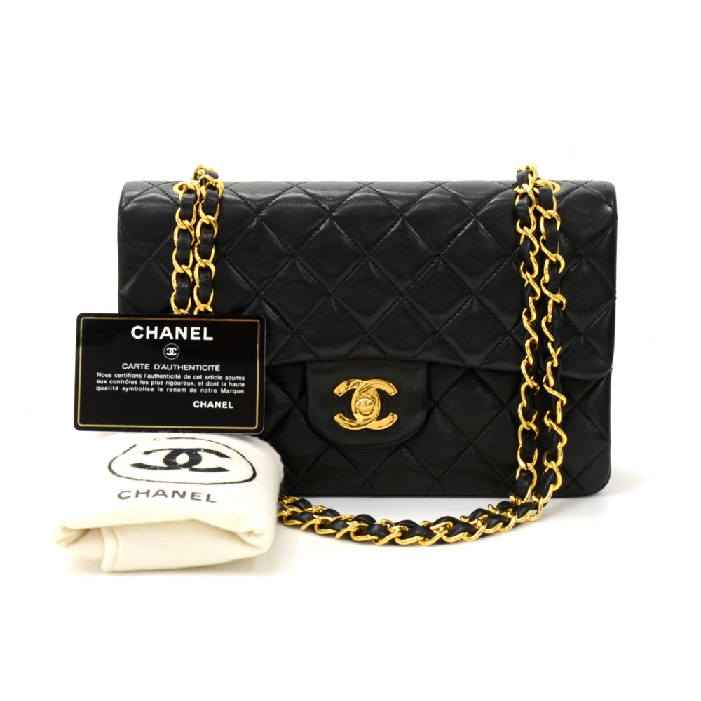 Chanel Vintage Chanel 2.55 9 inch Double Flap Black Quilted Leather