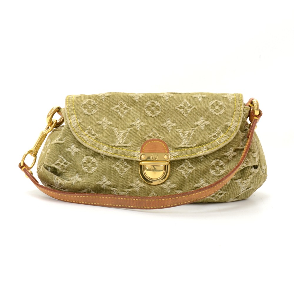 Louis Vuitton Green Denim Monogram Mini Pleaty Bag - Yoogi's Closet