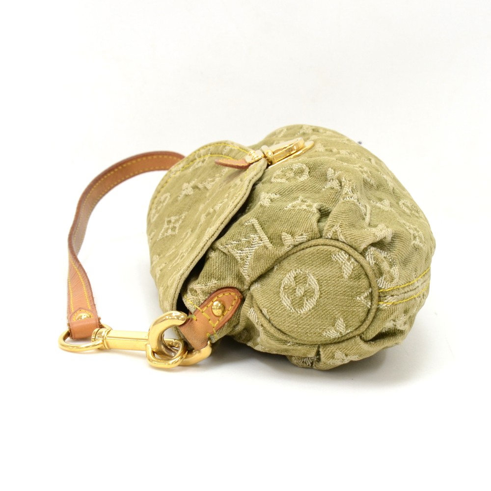 LOUIS VUITTON Mini Pleaty Monogram Denim Green Bag Shoulder Bag WOW Rate 9
