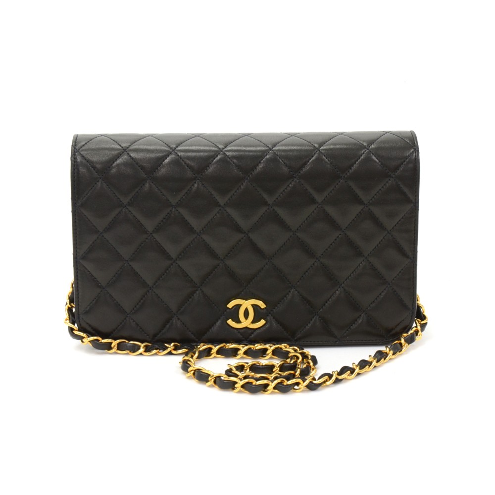 Vintage Chanel Classic 9 inch Black Quilted Leather Shoulder Flap Bag Ex