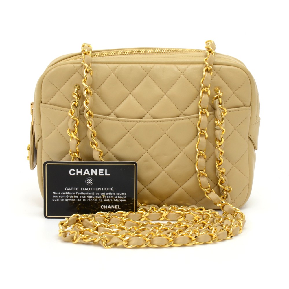 Vintage Chanel Beige Lambskin Timeless Matelasse Chain Shoulder Bag 4330182  040823 - $800 OFF DEAL