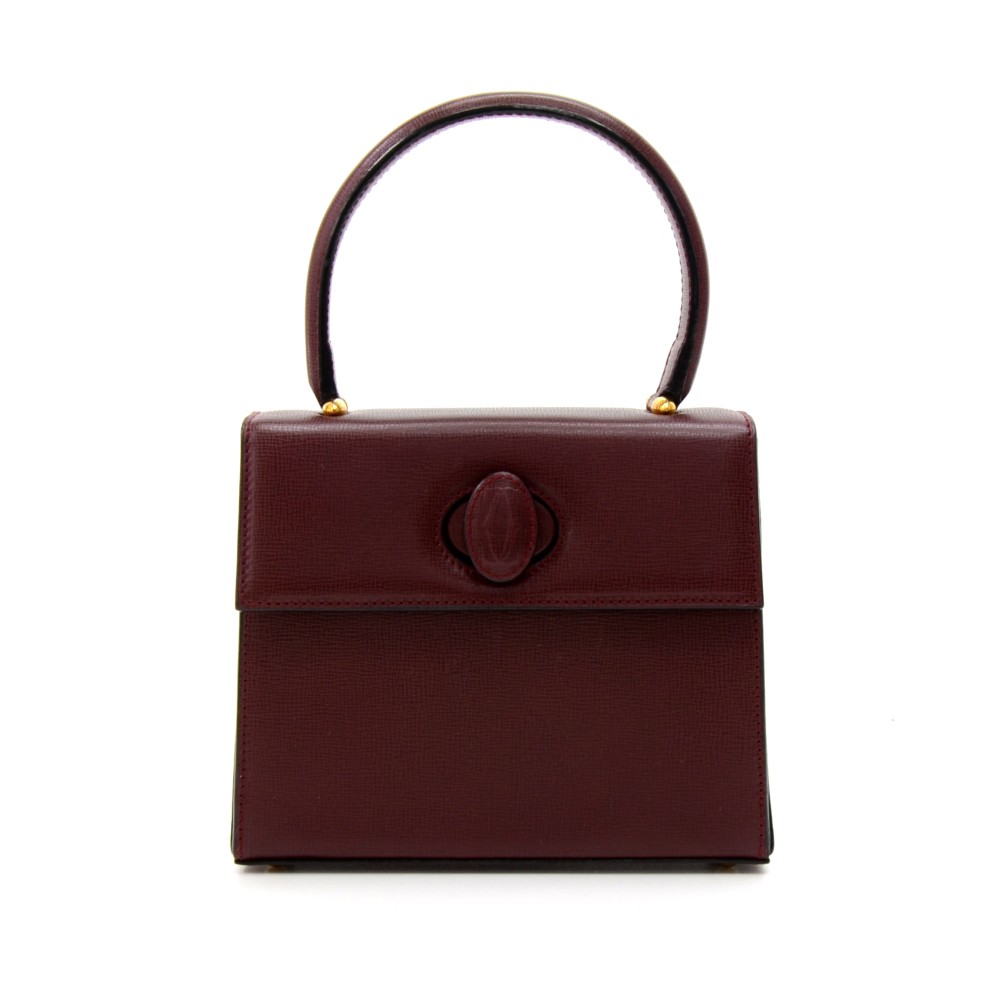Cartier Vintage Cartier Burgundy Cowhide Leather Handbag