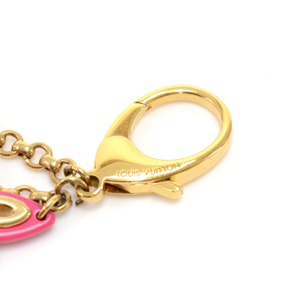 Louis Vuitton Goldtone and Pink Fleur d'Etoile Key Holder and Bag Charm -  Yoogi's Closet