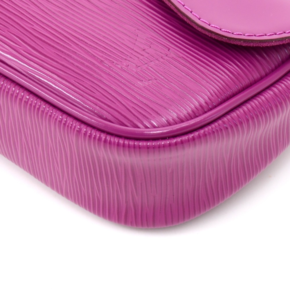 Louis Vuitton Logo Epi Leather Flap Clutch Lavender