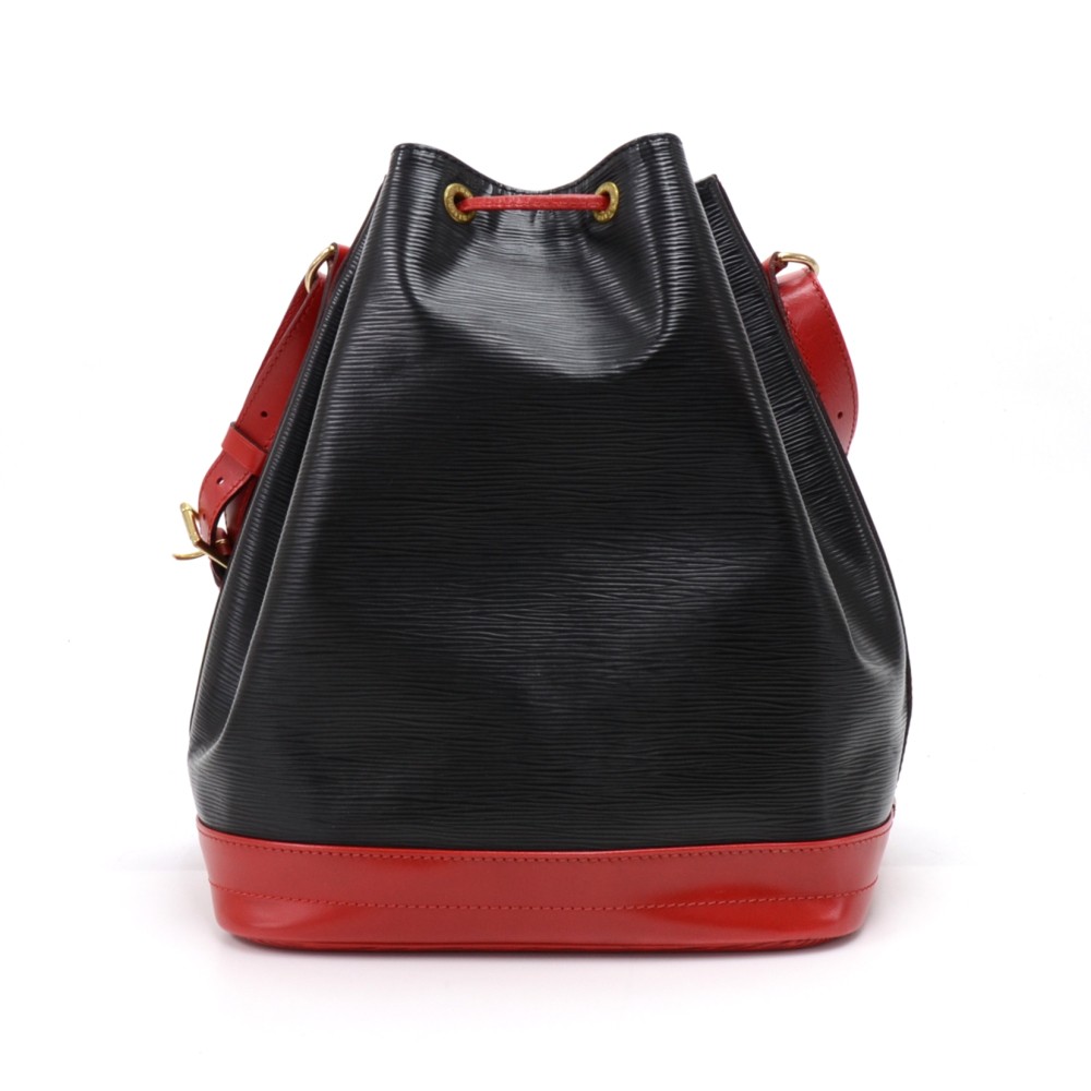 LOUIS VUITTON NOE EPI Black Red Bi-color Shoulder Bag No.1096-e