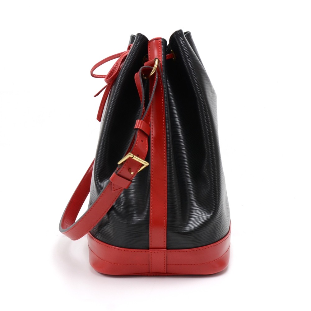 LOUIS VUITTON EPI NOE Black & Red Drawstring Shoulder Bag Handbag #261  Rise-on
