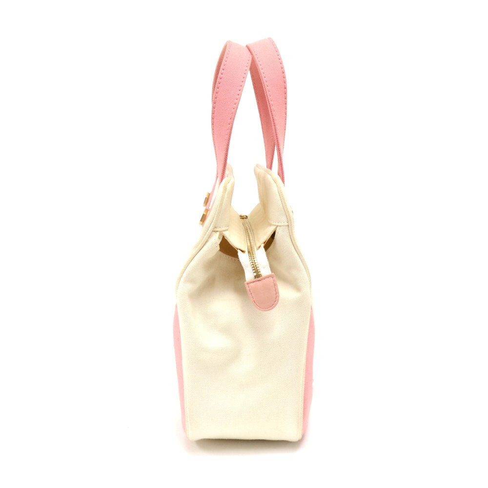 Authentic Chanel CC Marshmallow Handbag purse Bag Mini Tote White Pink 