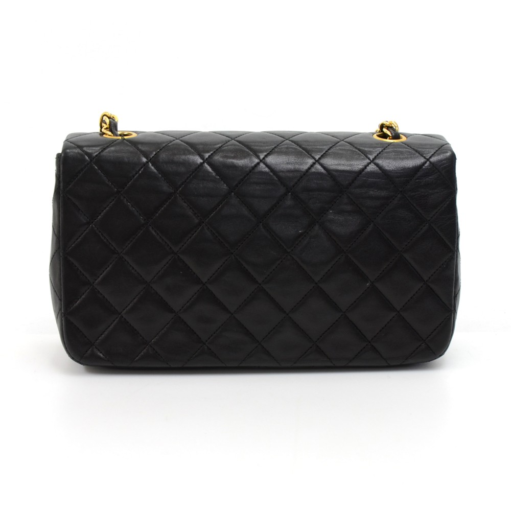 Chanel Vintage Chanel 9 inch Classic Black Quilted Leather
